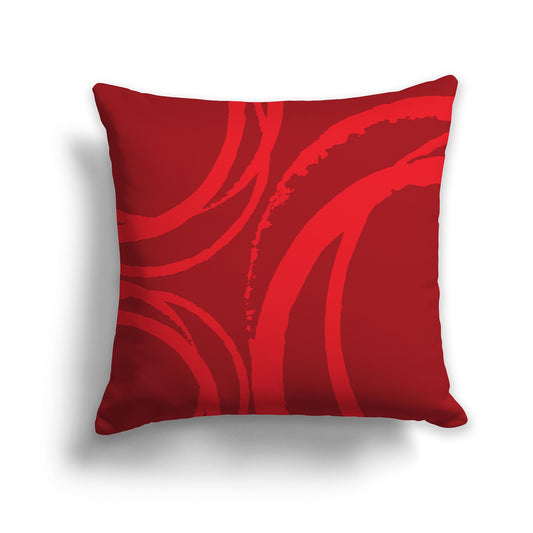 Square Throw Pillow with Red and Deep Red Abstract Circles