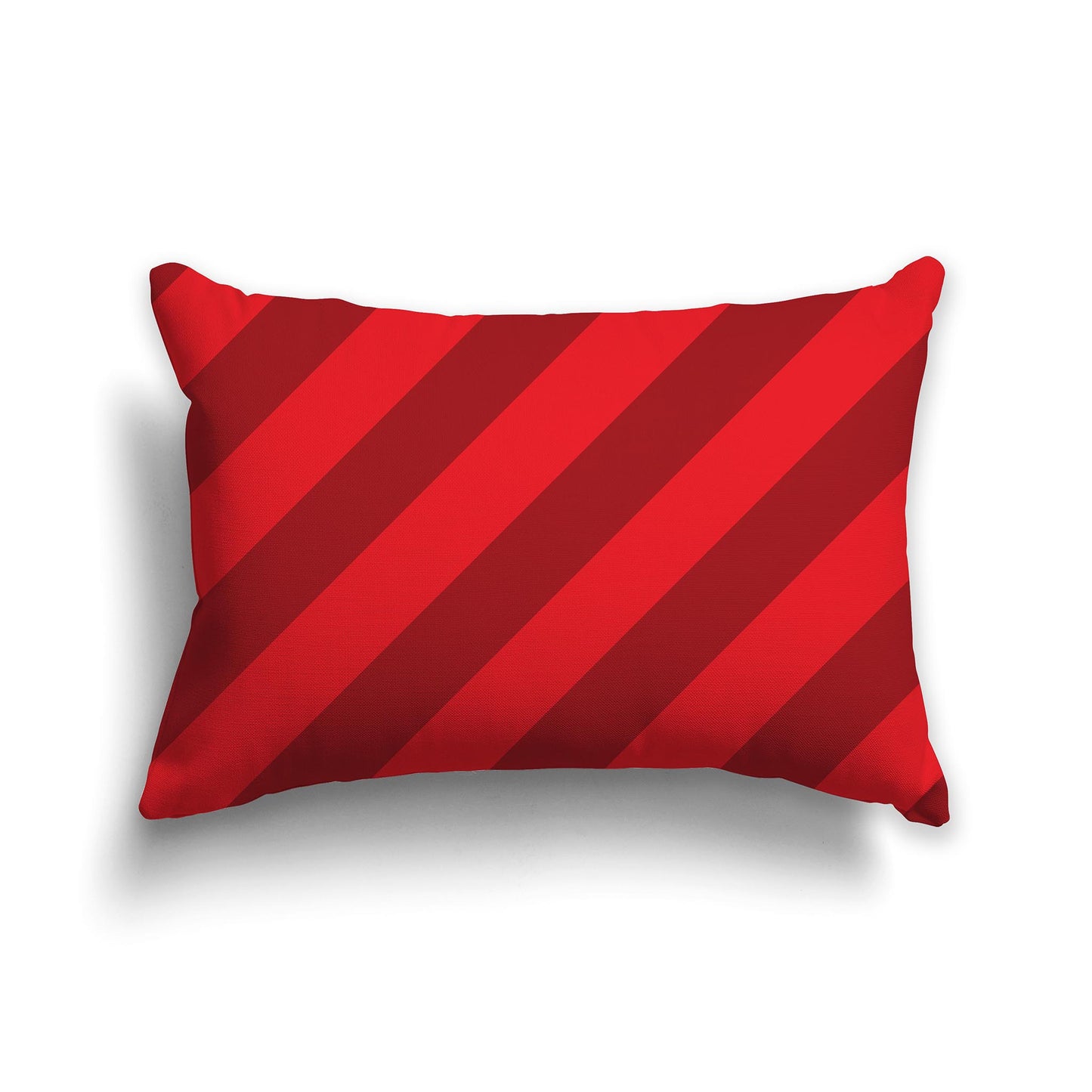 Lumbar Throw Pillow with Two-tone Red Diagonal Bars