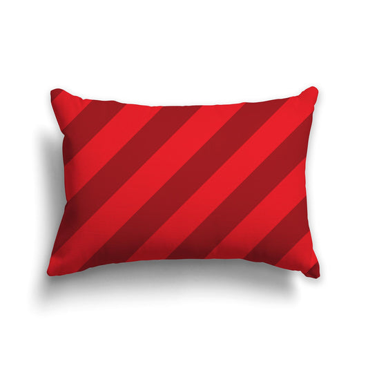 Throw Pillow with Two-tone Red Diagonal Bars on Both Sides | Faux Suede | 20 x 14 inches