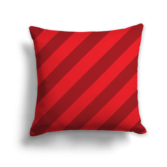 Square Throw Pillow with Two-tone Red Diagonal Bars