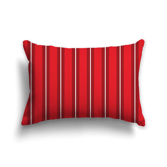 Throw Pillow with Two-tone Red and White Multistripe Pattern on Front | Faux Suede | 20 x 14 inches