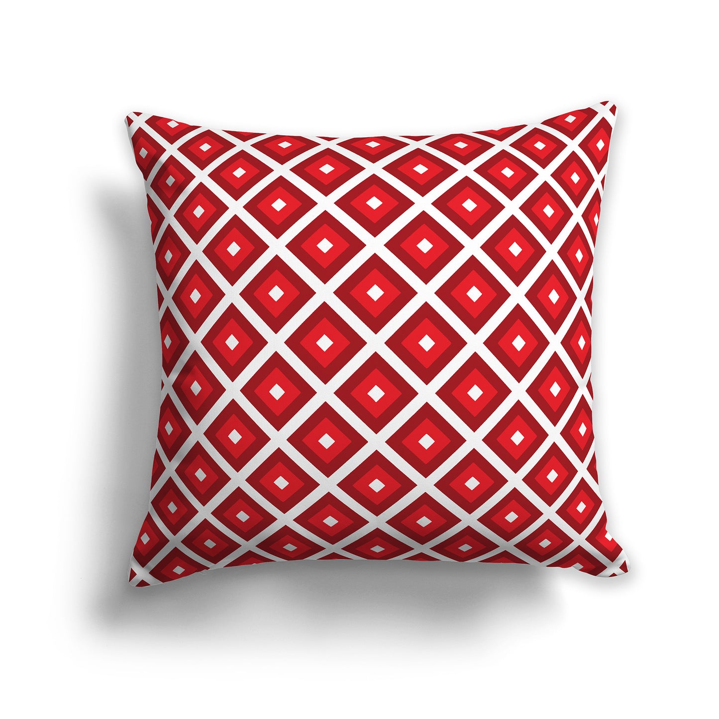 18 inch Throw Pillow with Two-tone Red and White Square Repeat Pattern