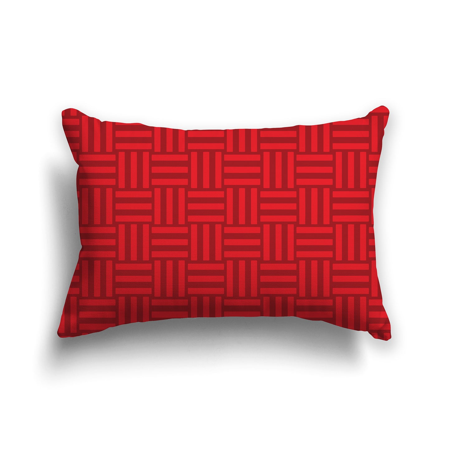 20x14 inch Lumbar Throw Pillow with Two-tone Red Basket Weave Pattern