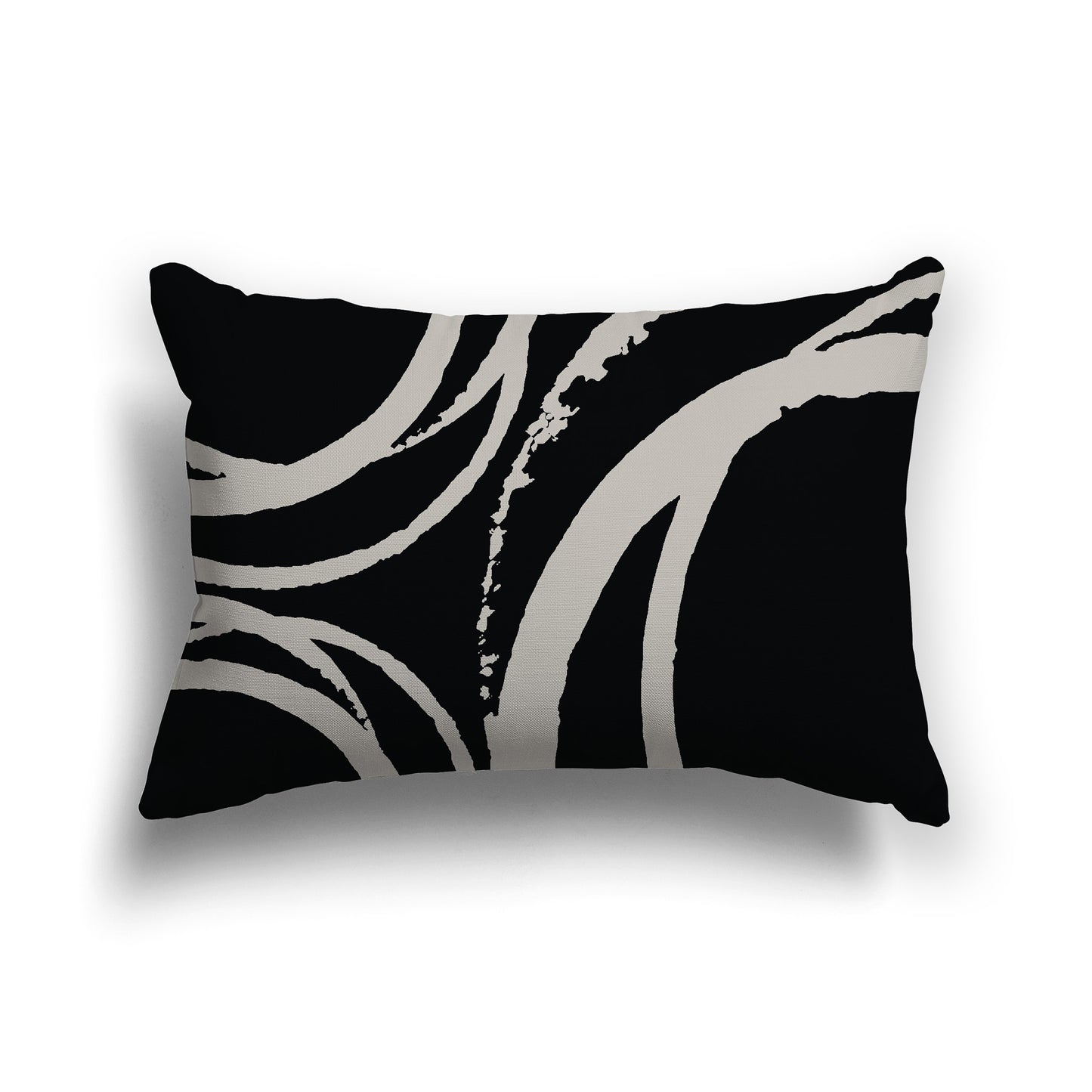 Lumbar Throw Pillow with Black and Taupe Abstract Circles