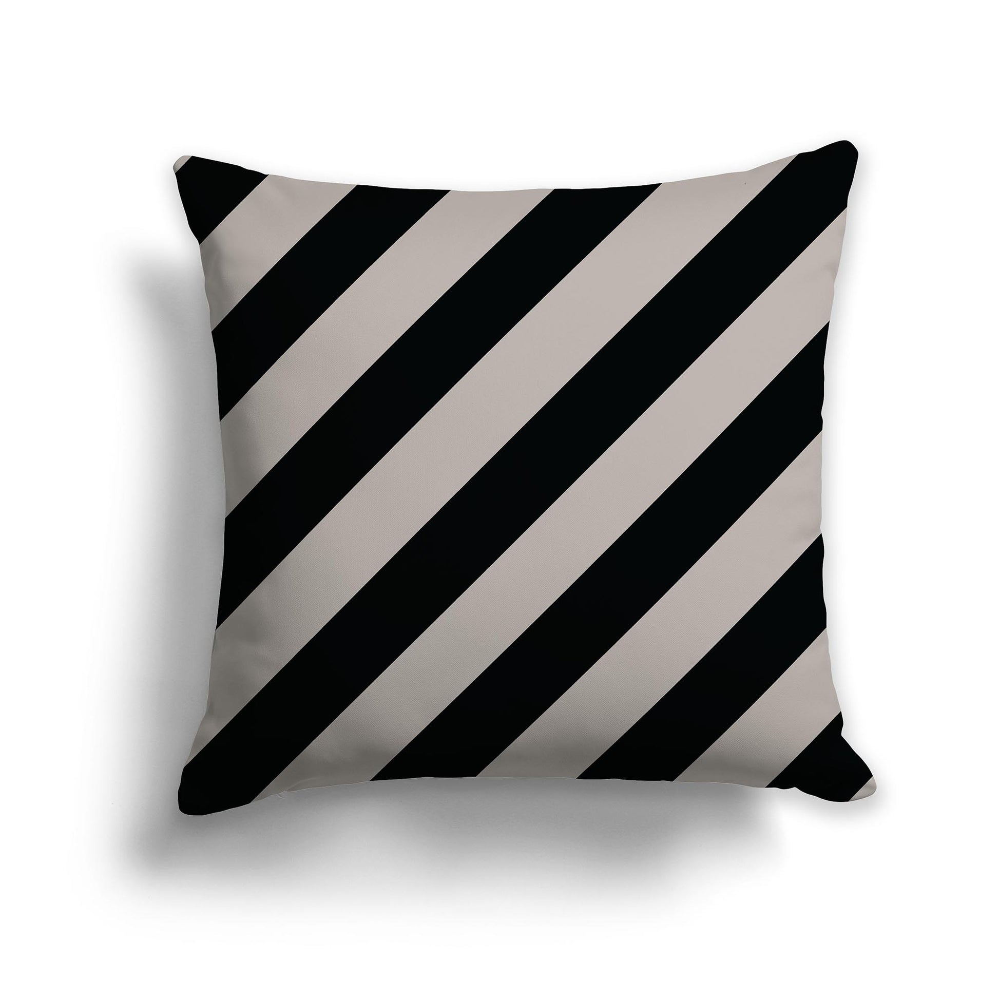 Square Throw Pillow with Black and Taupe Diagonal Bars