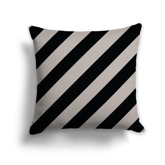 Square Throw Pillow with Black and Taupe Diagonal Bars