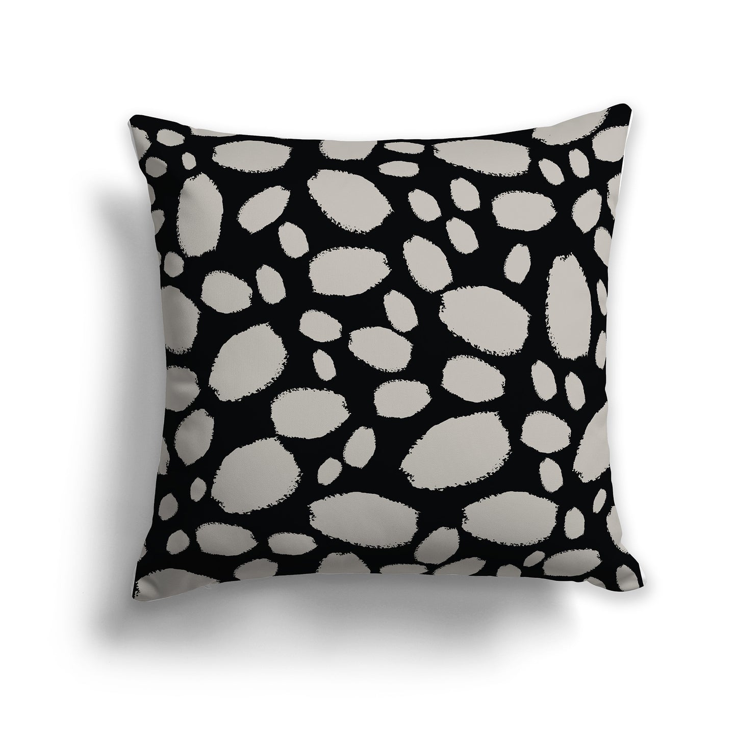 14 inch Throw Pillow with Black and Taupe Paint Dab Pattern