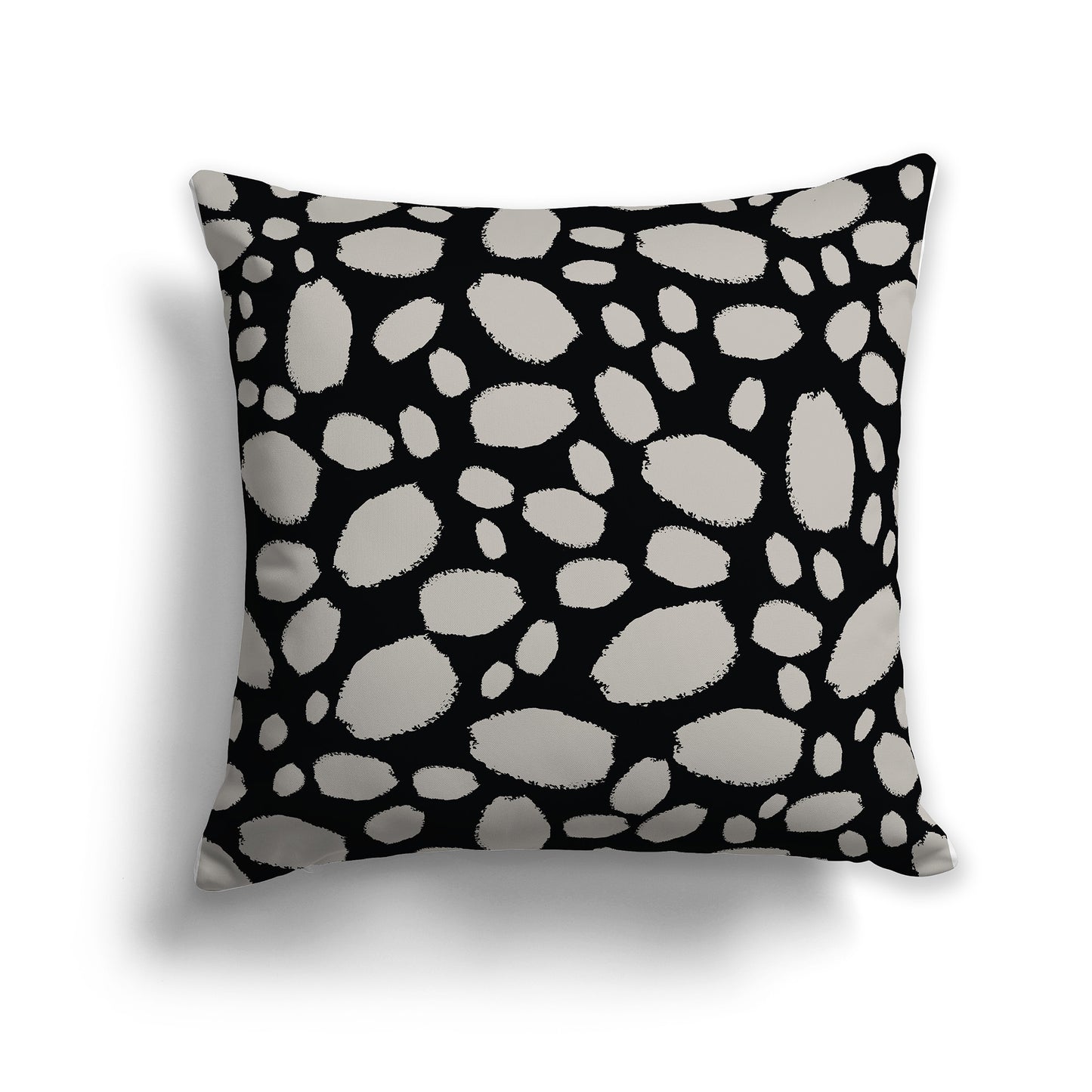 16 inch Throw Pillow with Black and Taupe Paint Dab Pattern