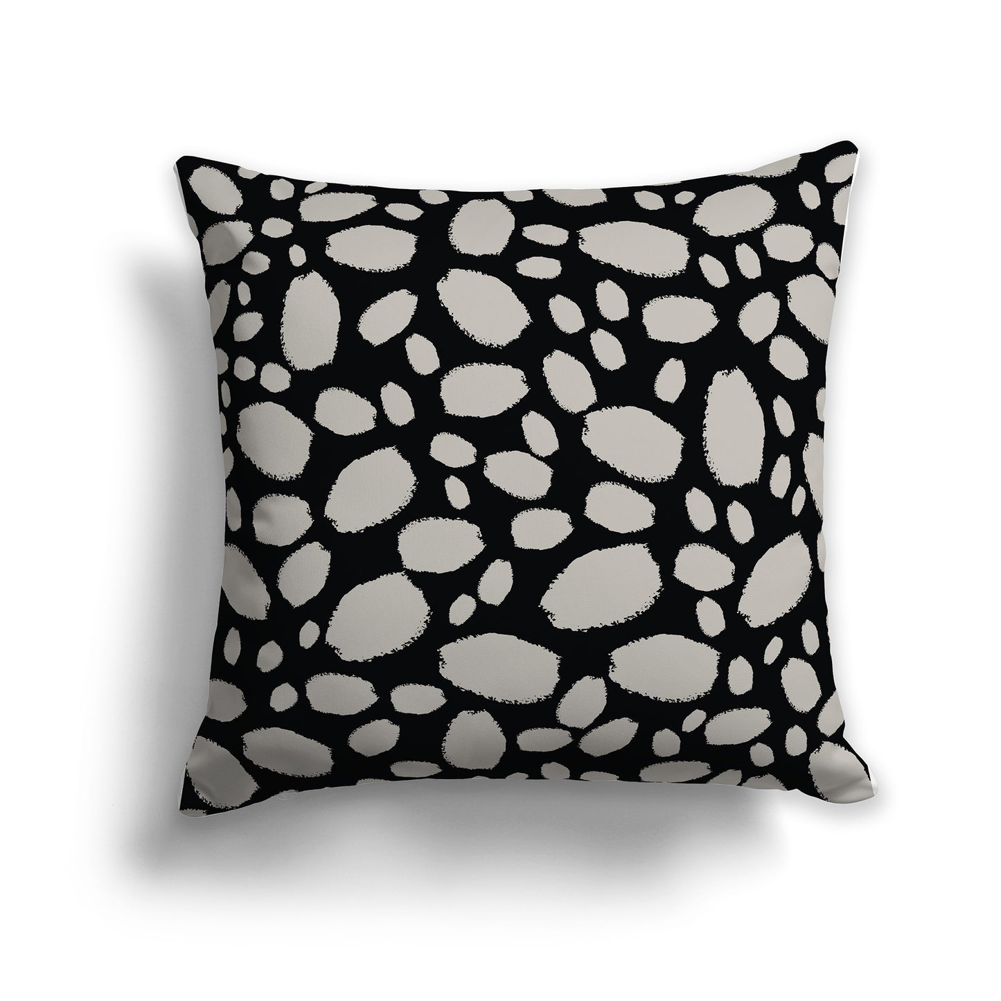 18 inch Throw Pillow with Black and Taupe Paint Dab Pattern