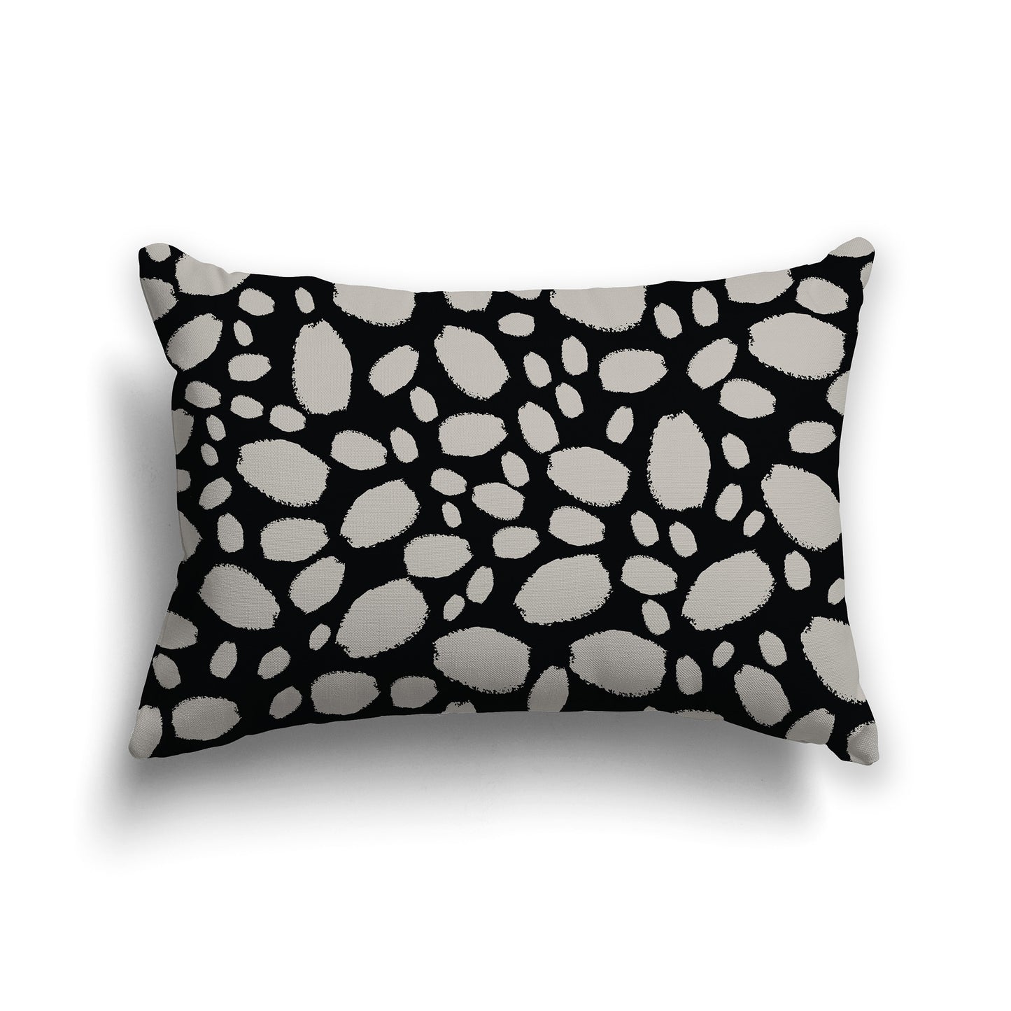 20x14 inch Lumbar Throw Pillow with Black and Taupe Paint Dab Pattern