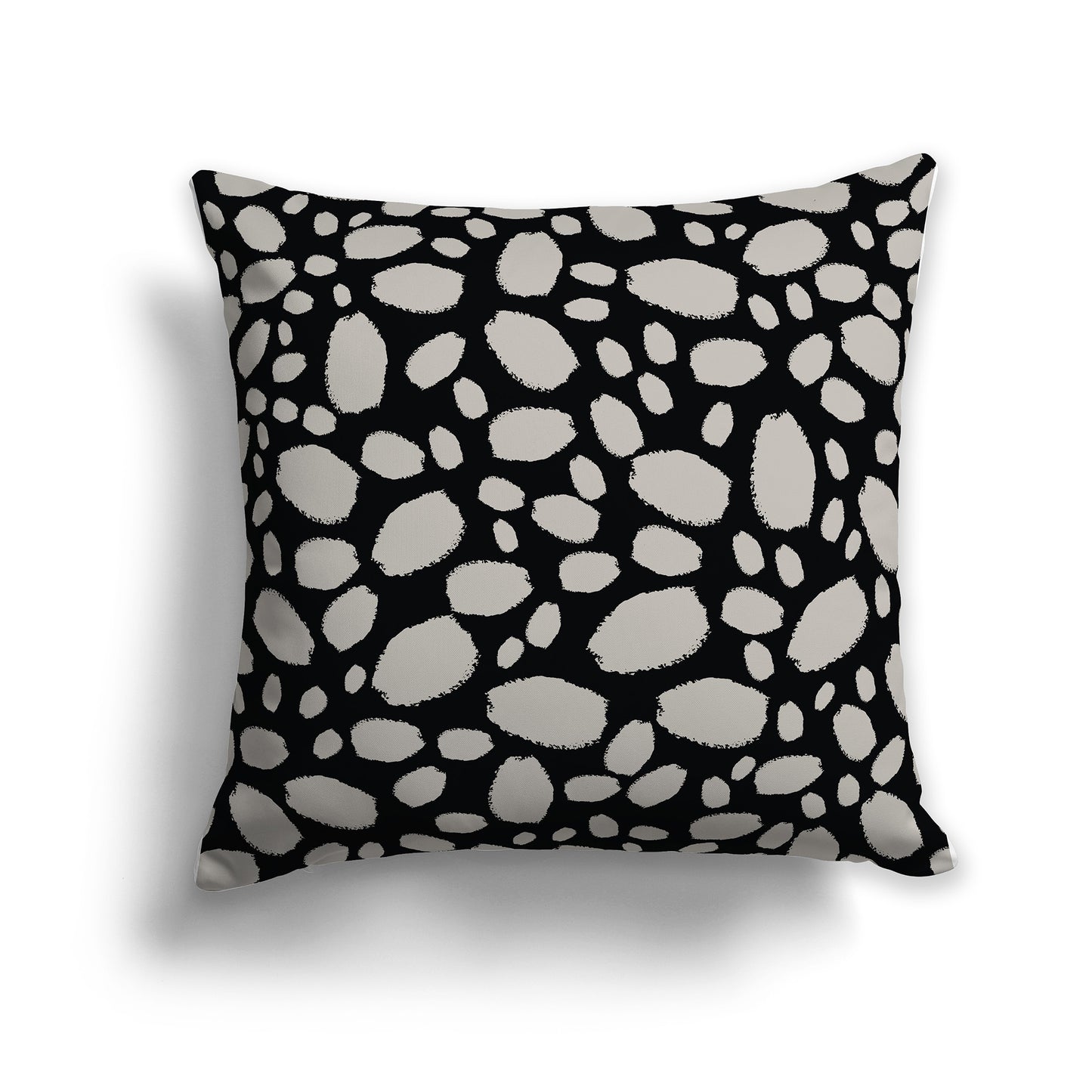 20 inch Throw Pillow with Black and Taupe Paint Dab Pattern