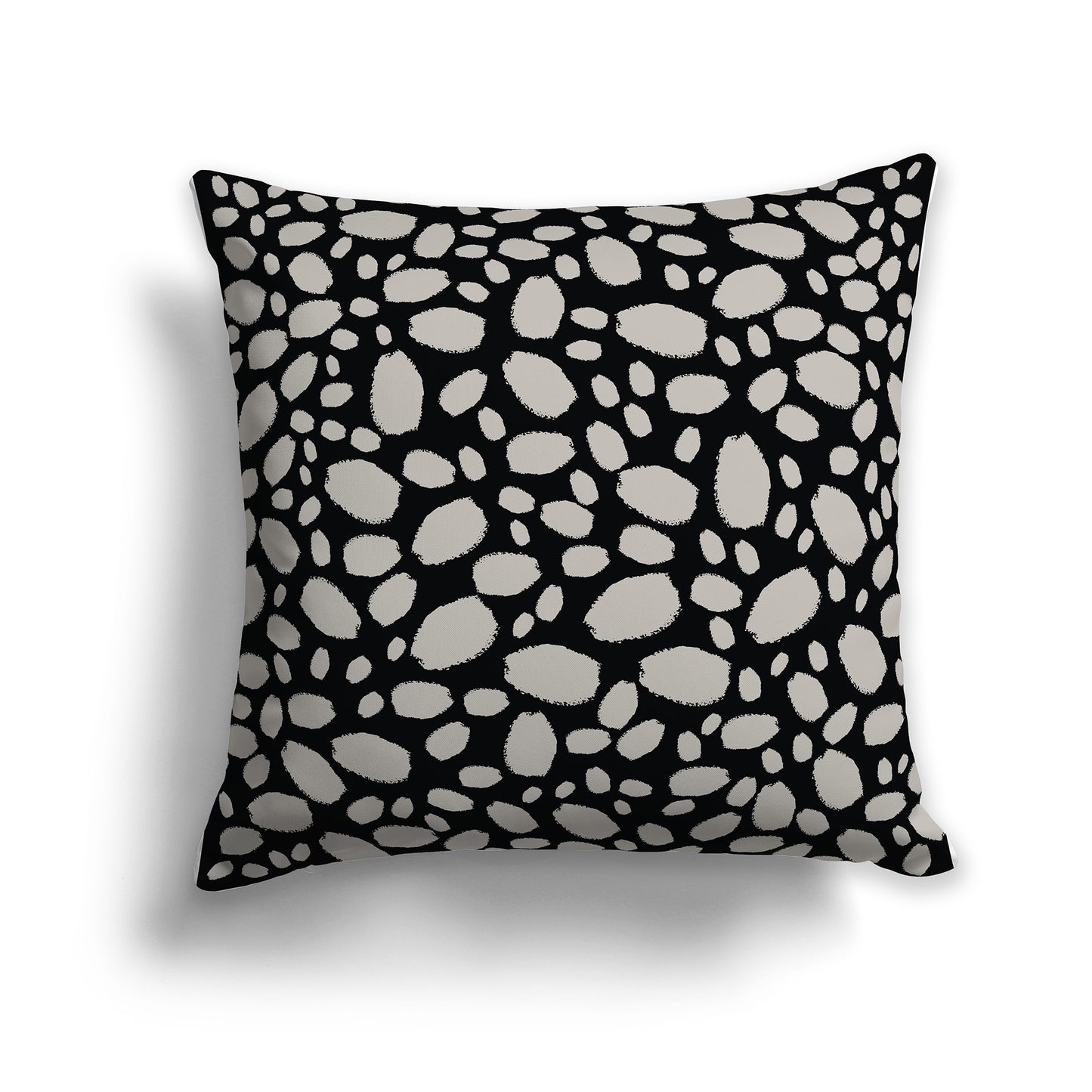 26 inch Throw Pillow with Black and Taupe Paint Dab Pattern