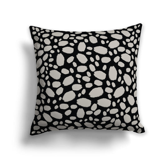 26 inch Throw Pillow with Black and Taupe Paint Dab Pattern