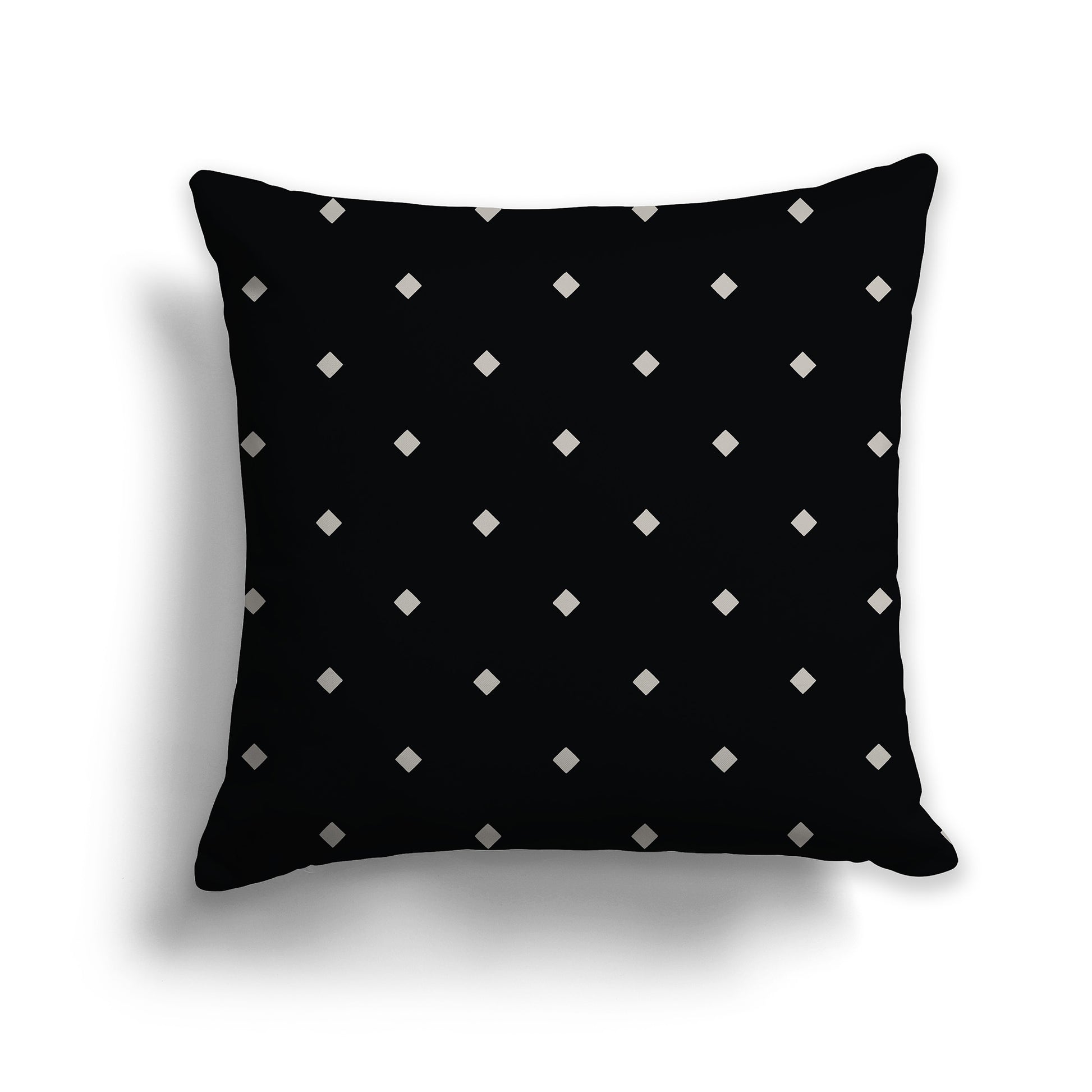14 inch Black Throw Pillow with Large Taupe Diamond Pattern