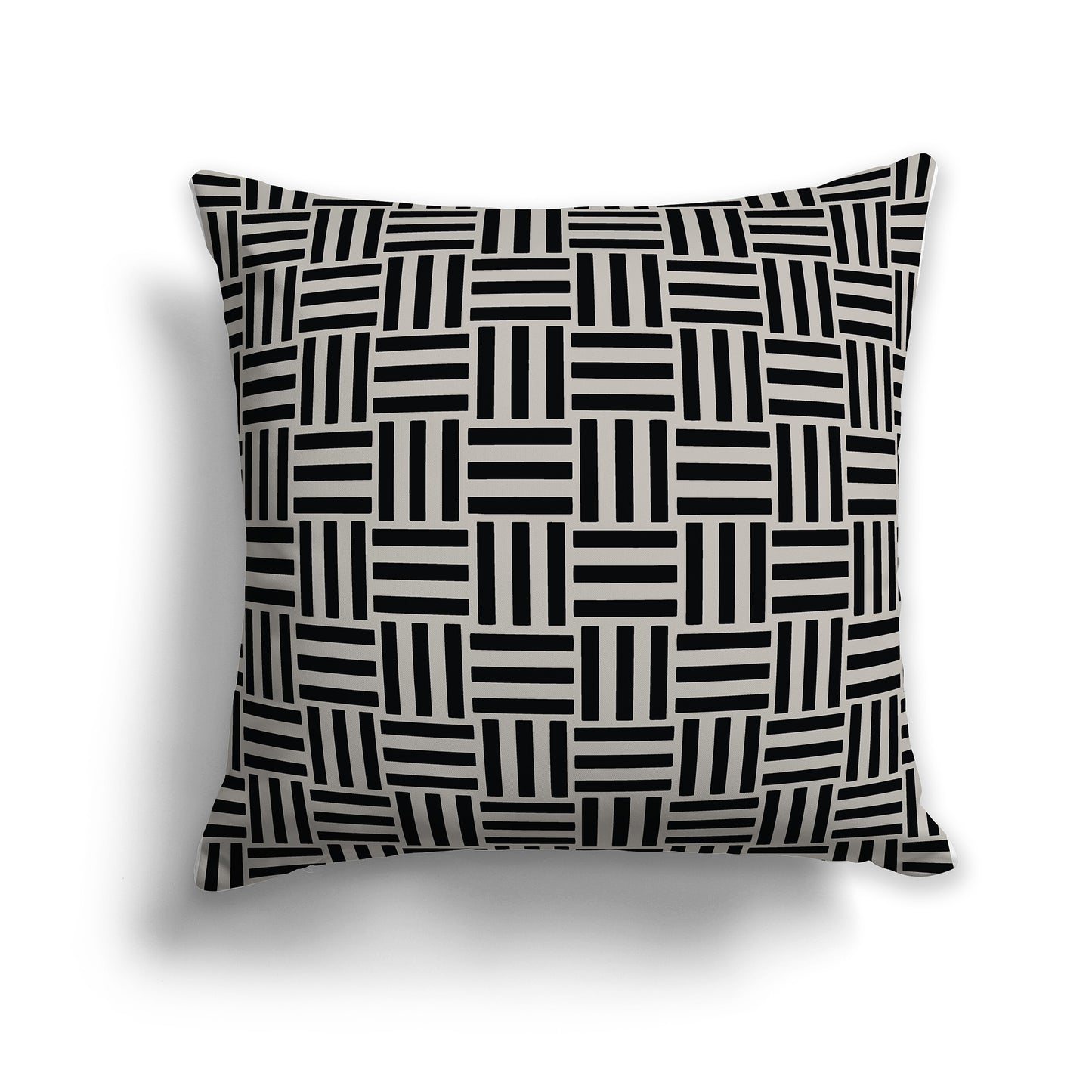20 inch Throw Pillow with Black and Taupe Basket Weave Pattern