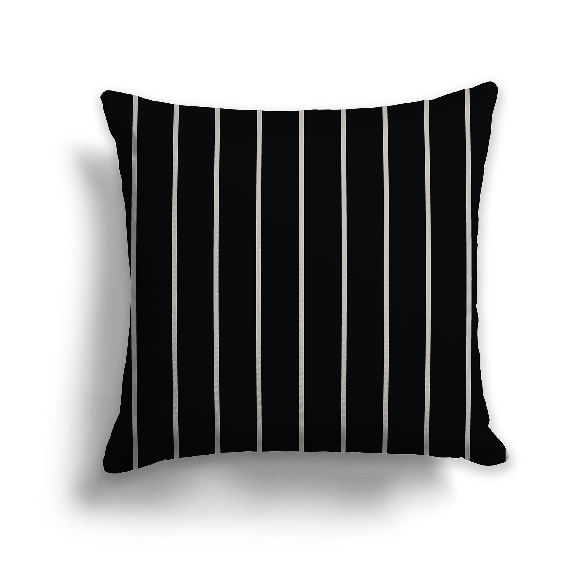 14 inch Throw Pillow with Black and Taupe Thin Vertical Stripe Pattern