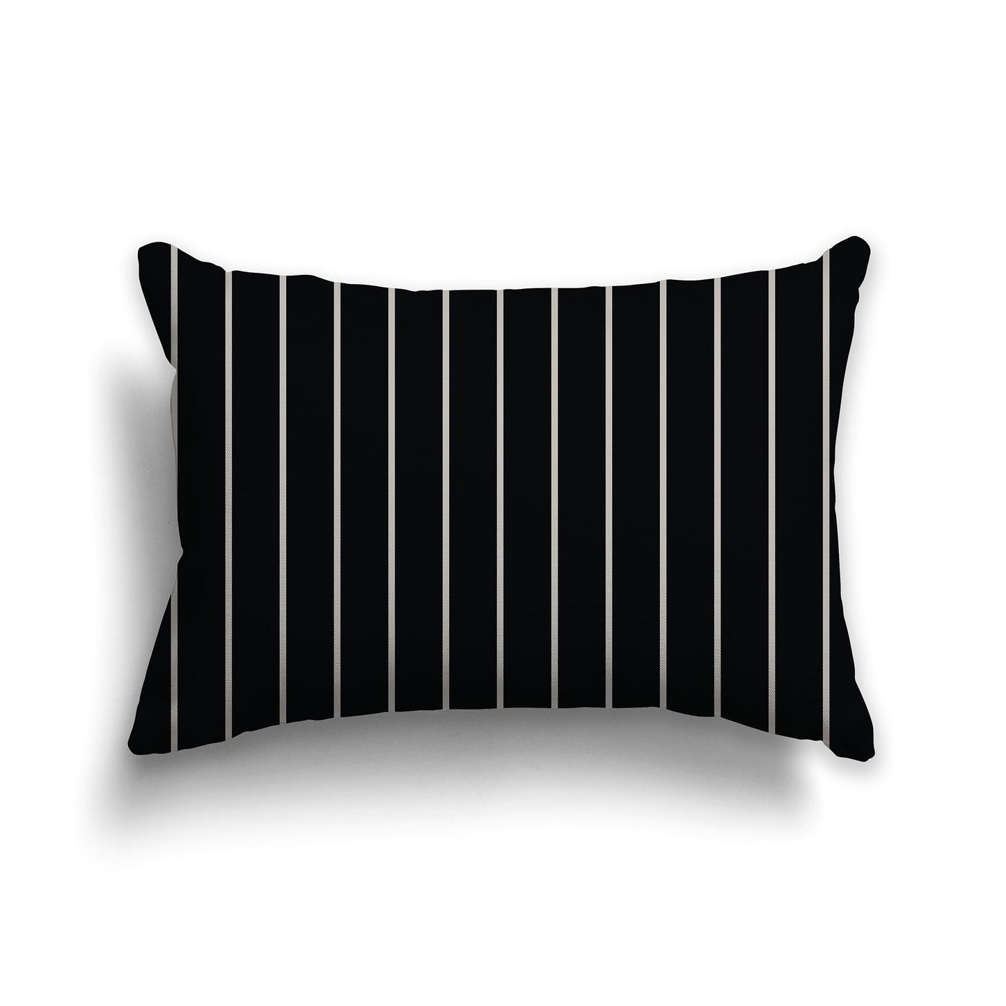 20x14 inch Lumbar Throw Pillow with Black and Taupe Thin Vertical Stripe Pattern