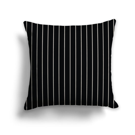 26 inch Throw Pillow with Black and Taupe Thin Vertical Stripe Pattern