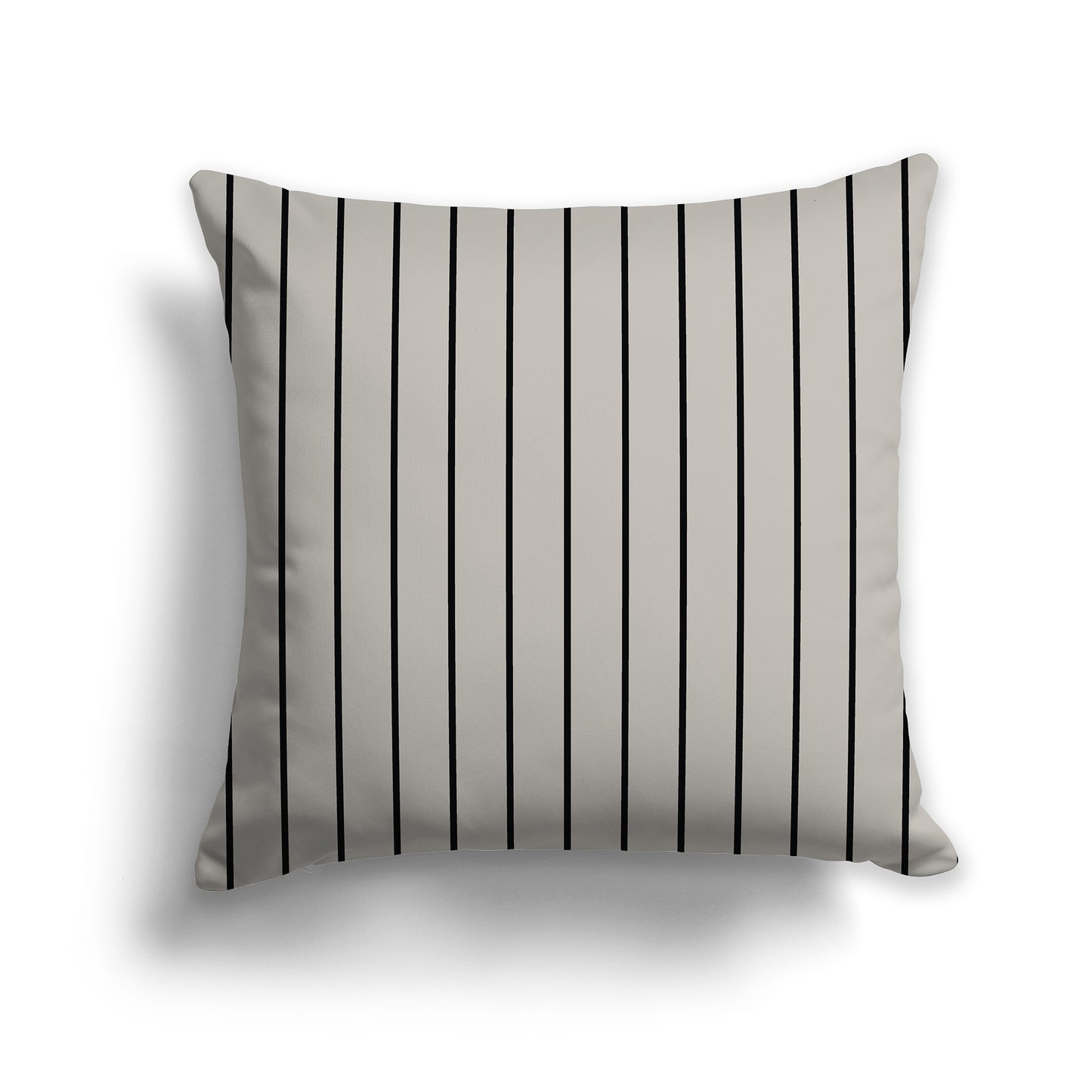 20 inch Throw Pillow with Black and Taupe Thin Vertical Stripe Pattern
