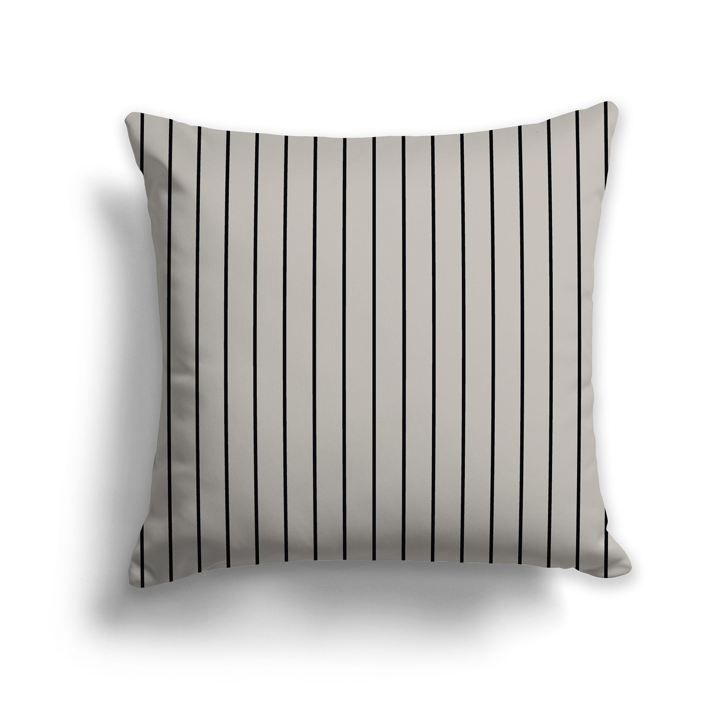 26 inch Throw Pillow with Black and Taupe Thin Vertical Stripe Pattern