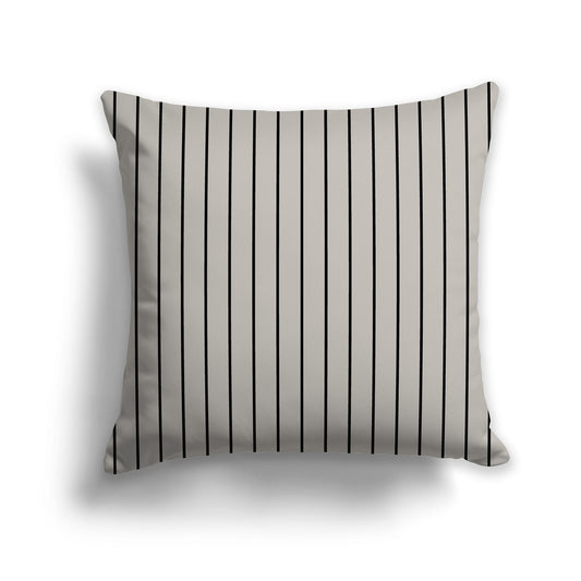 26 inch Throw Pillow with Black and Taupe Thin Vertical Stripe Pattern
