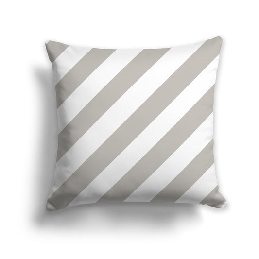 Square Throw Pillow with White and Taupe Diagonal Bars