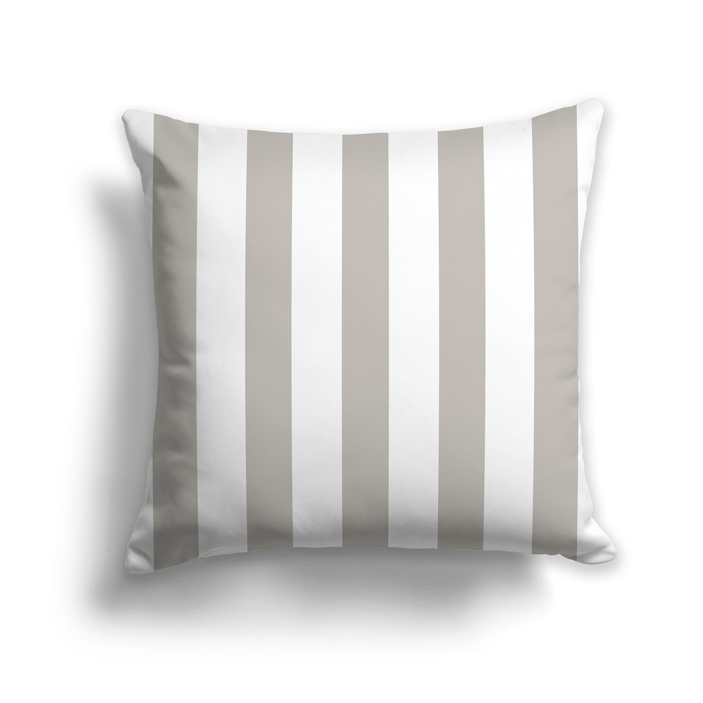 14 inch Throw Pillow with Taupe and White Vertical Bars