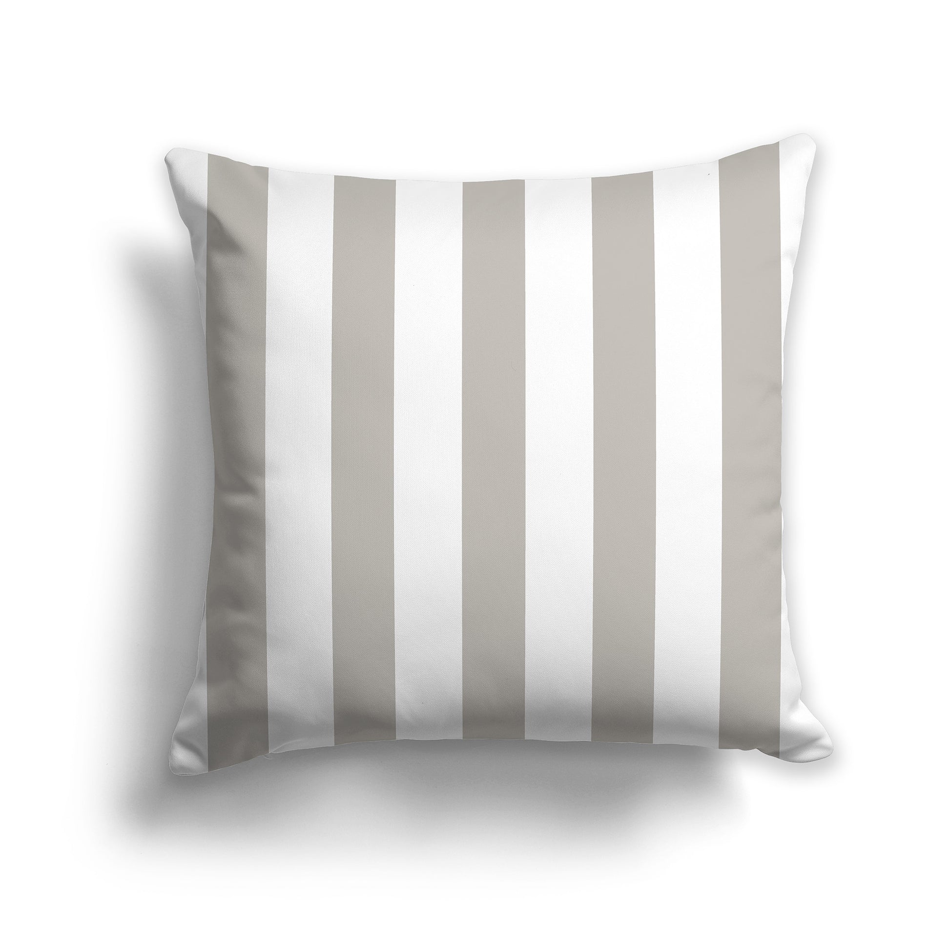 14 inch Throw Pillow with Taupe and White Vertical Bars