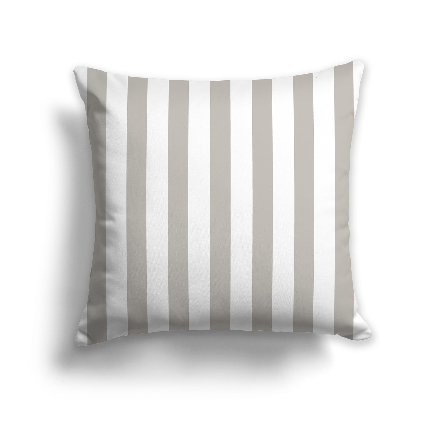 20 inch Throw Pillow with Thick Taupe and White Vertical Bars