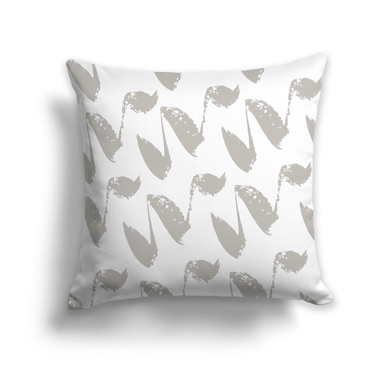 Square Throw Pillow with White and Taupe Squiggle Pattern