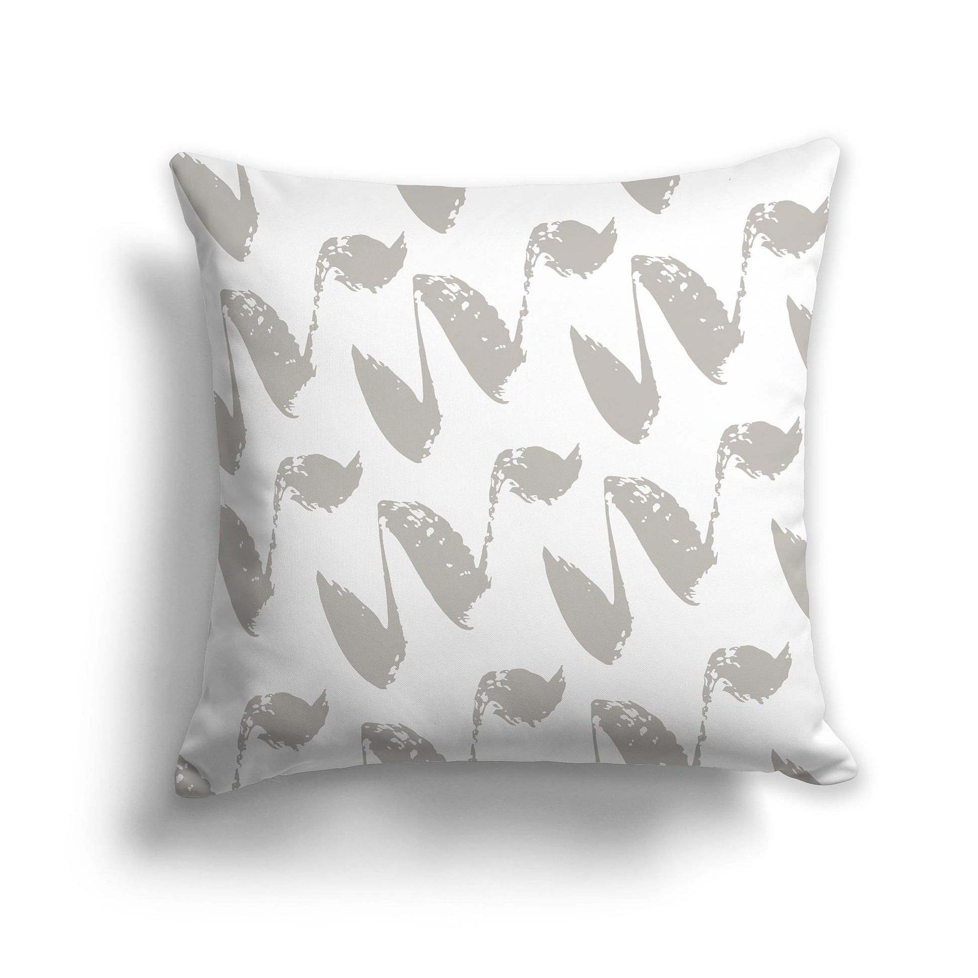 Square Throw Pillow with White and Taupe Squiggle Pattern