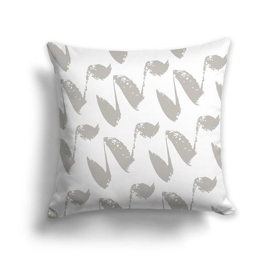 Square Throw Pillow with White and Taupe Squiggle Pattern