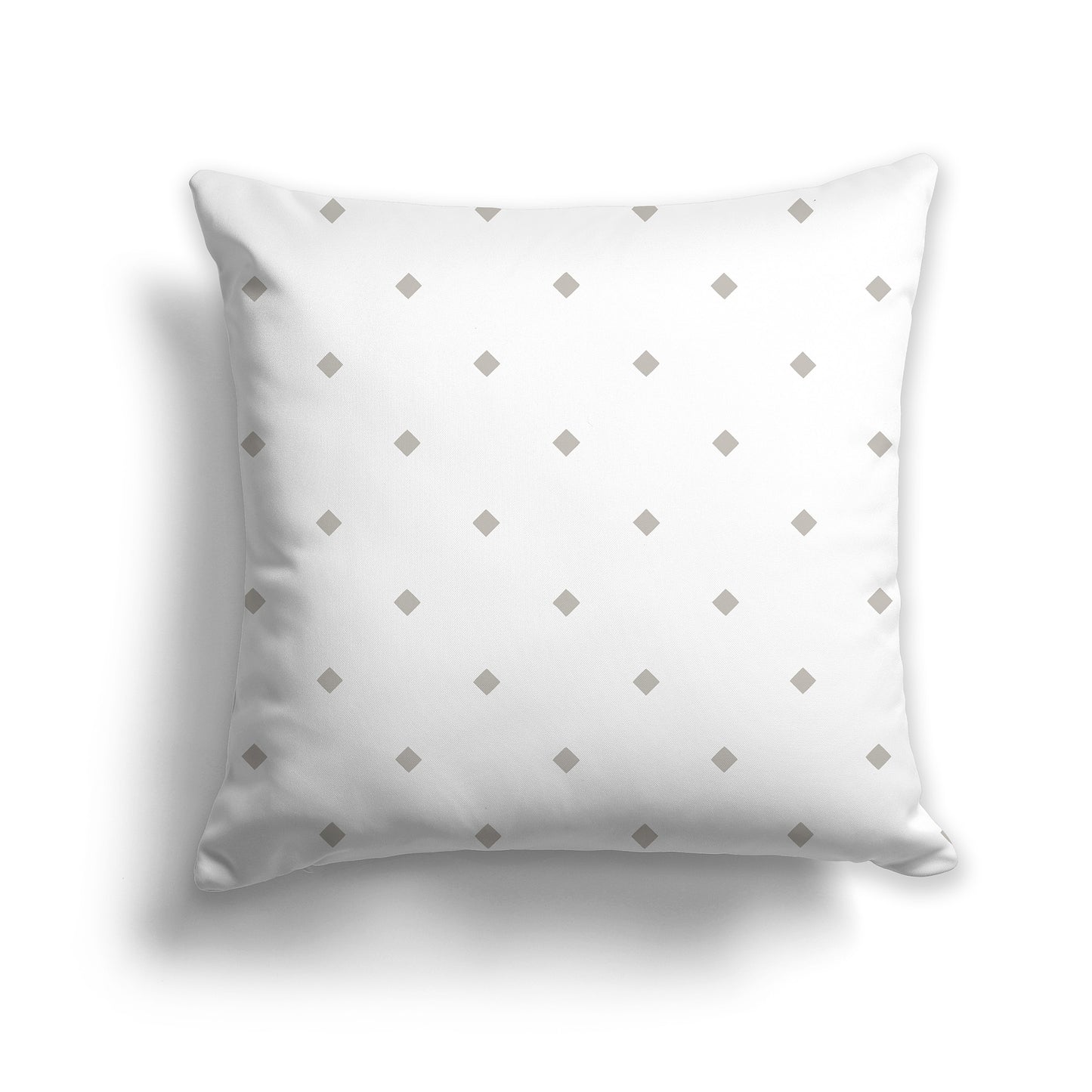 14 inch White Throw Pillow with Large Taupe Diamond Pattern