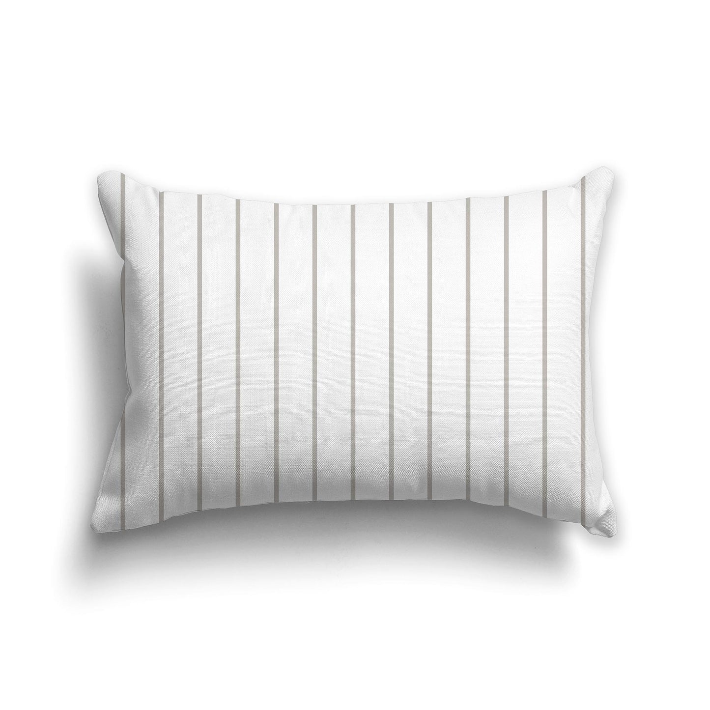20x14 inch Lumbar Throw Pillow with White and Taupe Thin Vertical Stripe Pattern