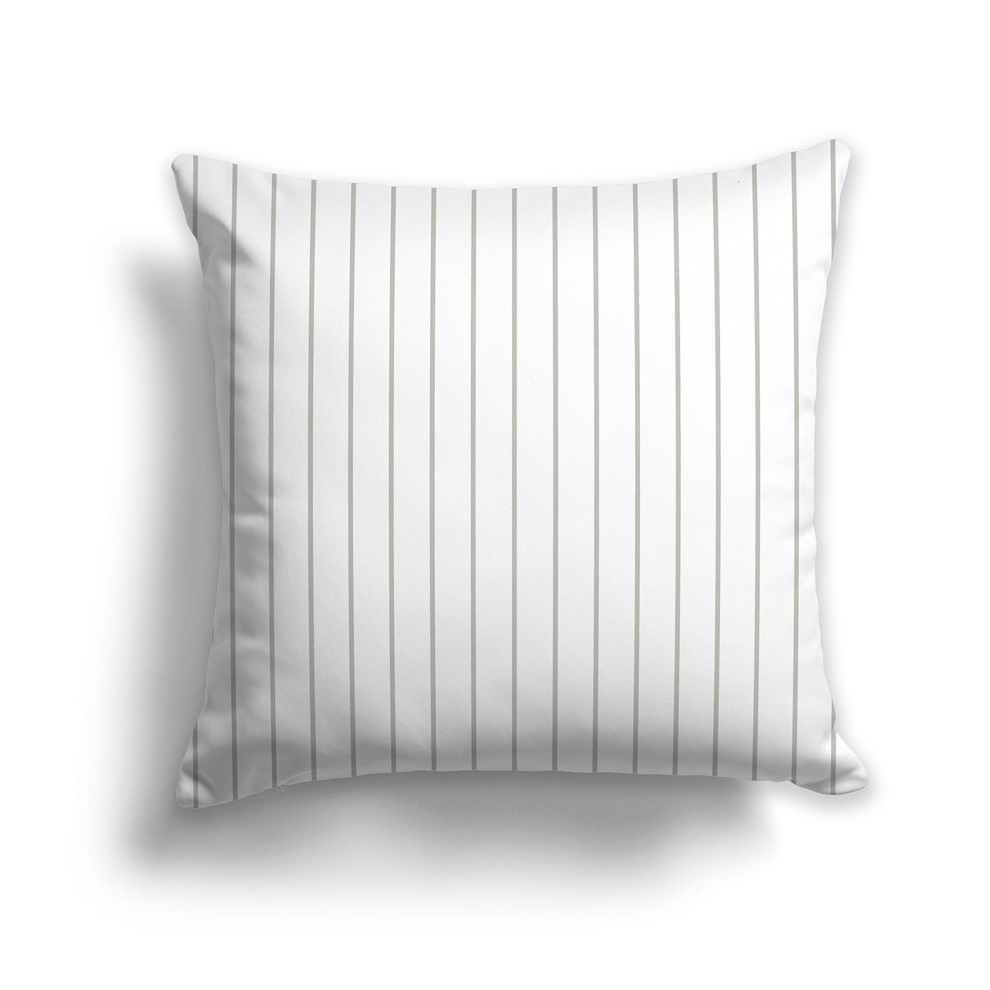 26 inch Throw Pillow with White and Taupe Thin Vertical Stripe Pattern