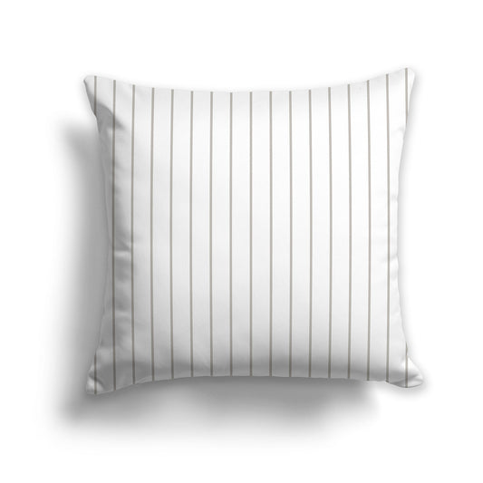 26 inch Throw Pillow with White and Taupe Thin Vertical Stripe Pattern