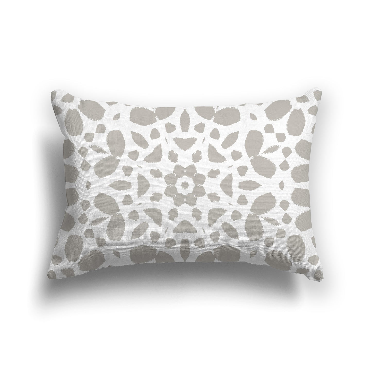 Lumbar Throw Pillow with Large White and Taupe Circular Graphic