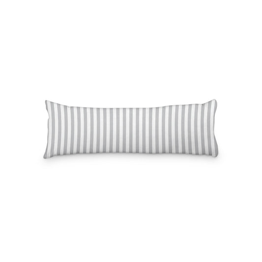White Microfiber Body Pillow with Grey Bars, MFBP-1203-051,  20 x 54 inches