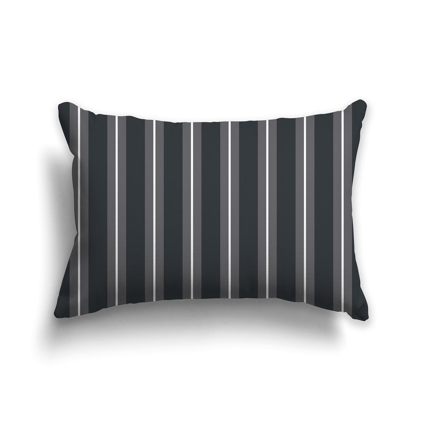 Lumbar Throw Pillow with Two-tone Grey and White Multistripe Pattern
