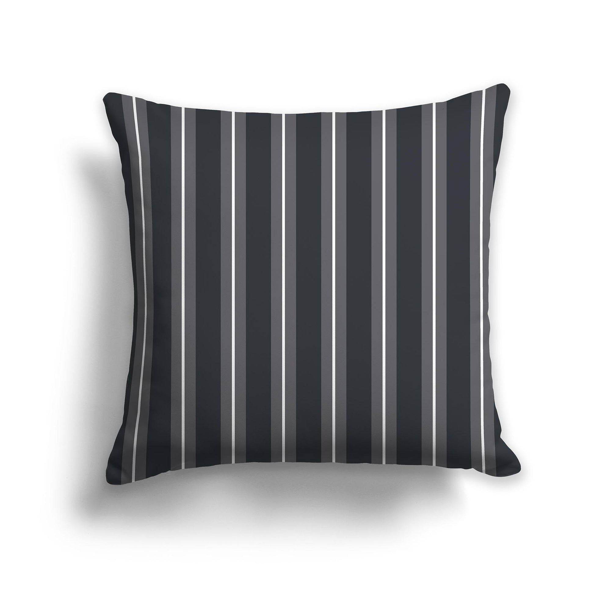 Square Throw Pillow with Two-tone Grey and White Multistripe Pattern