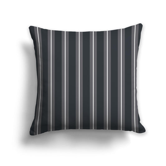 Square Throw Pillow with Two-tone Grey and White Multistripe Pattern