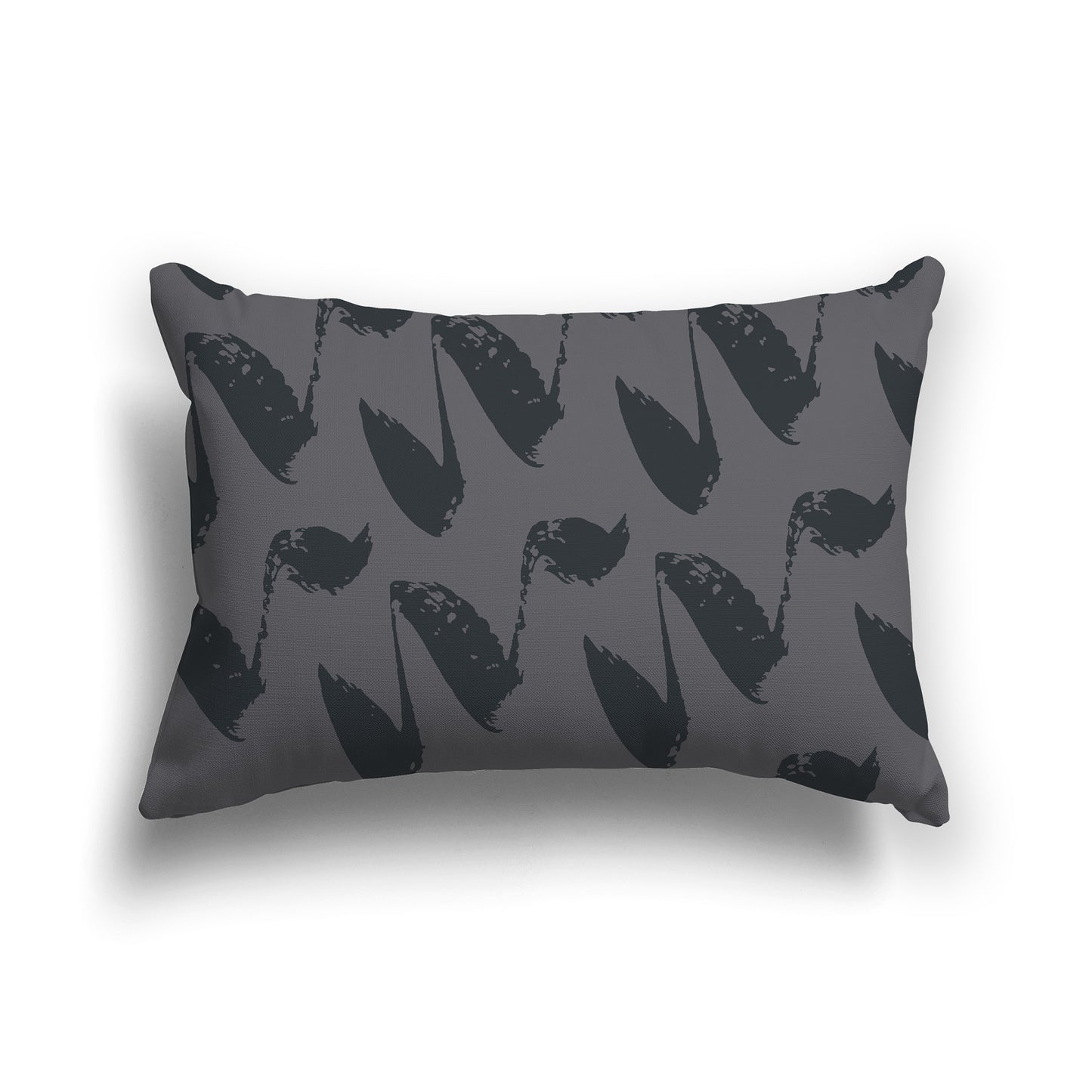 Lumbar Throw Pillow with Dark Grey and Grey Squiggle Pattern
