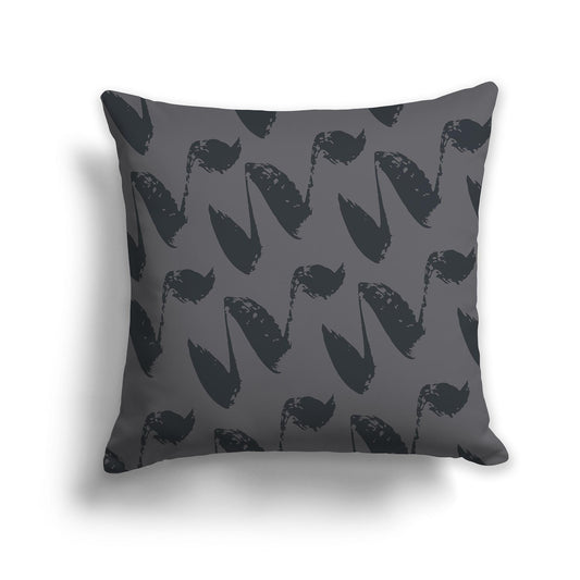 Square Throw Pillow with Dark Grey and Grey Squiggle Pattern