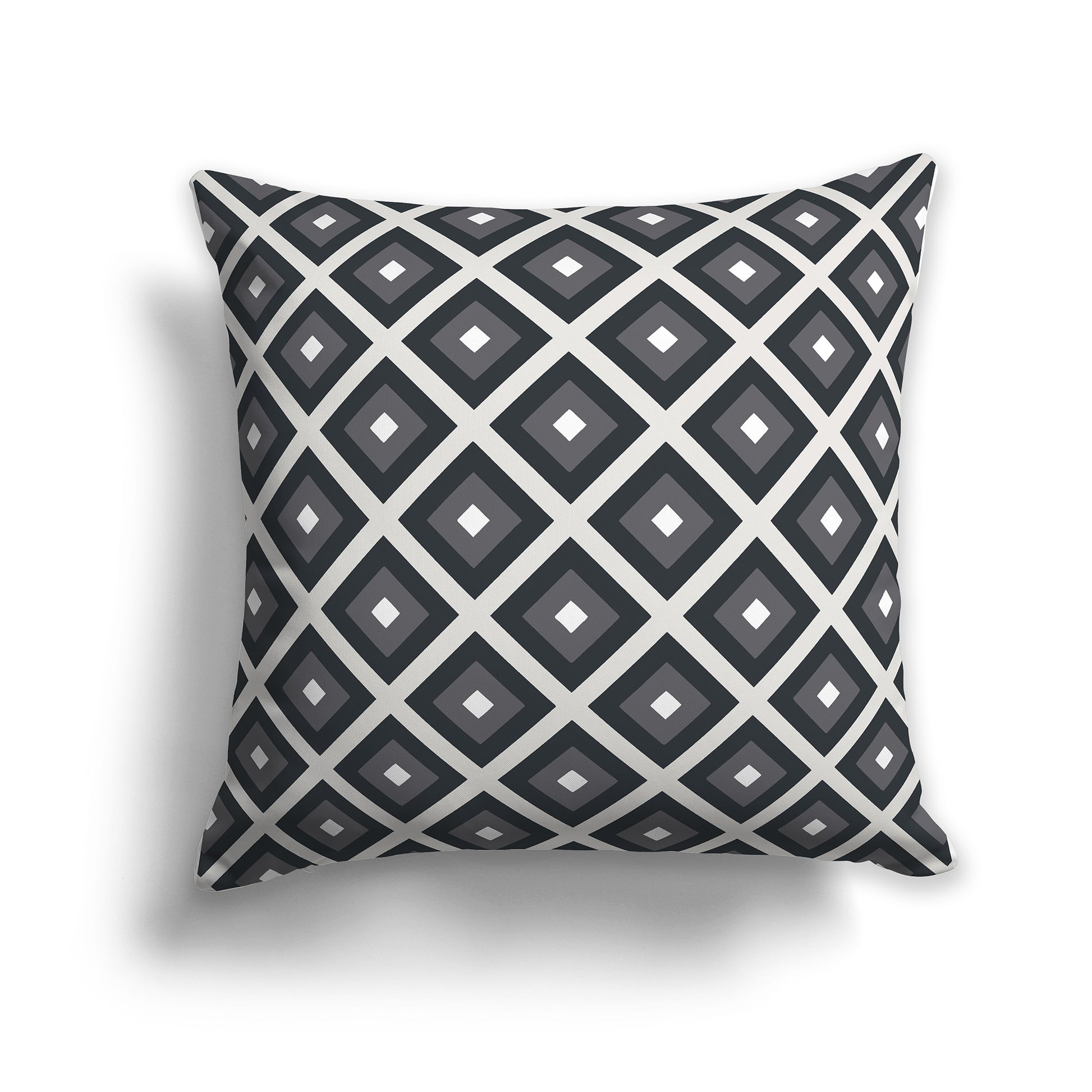 14 inch Throw Pillow with Two-tone Grey and White Square Repeat Pattern