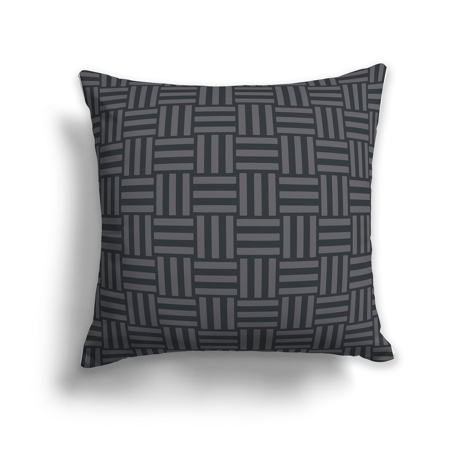 20 inch Throw Pillow with Two-tone Grey Basket Weave Pattern