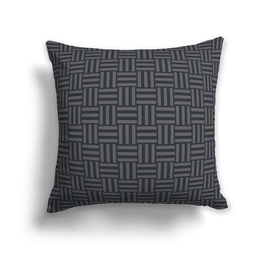 26 inch Throw Pillow with Two-tone Grey Basket Weave Pattern
