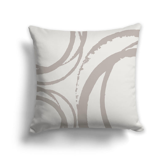 Square Throw Pillow with Taupe and Light Taupe Abstract Circles