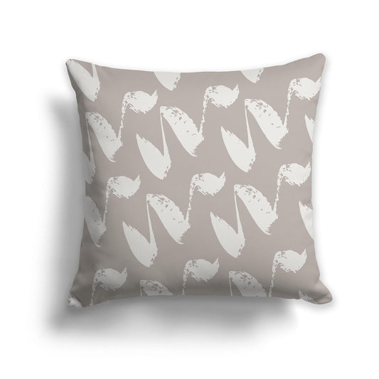 Square Throw Pillow with Dark Taupe and Taupe Squiggle Pattern