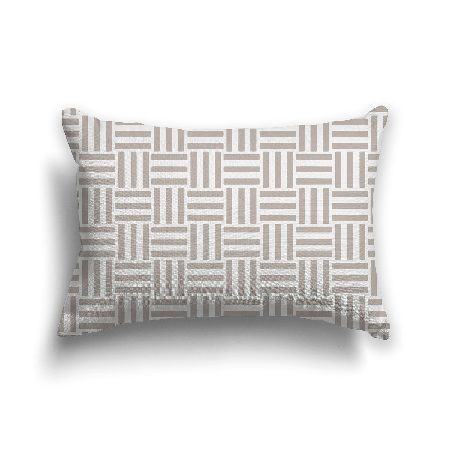 20x14 inch Lumbar Throw Pillow with Two-tone Taupe Basket Weave Pattern