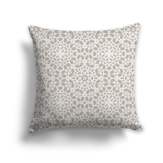 Square Throw Pillow with Two-tone Taupe  Circular Repeat Pattern